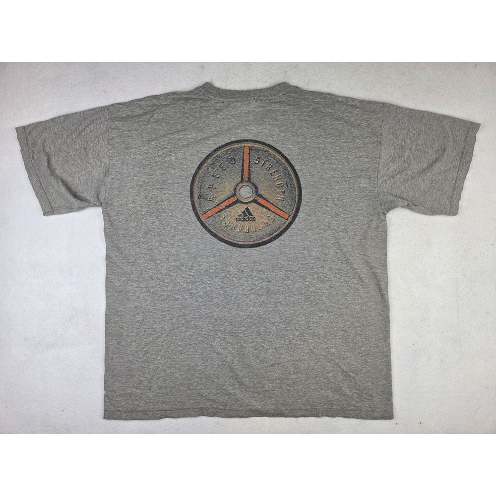Vintage Adidas Shirt Mens XL Gray 90s‎ Tee Made in USA Double Sided Distressed